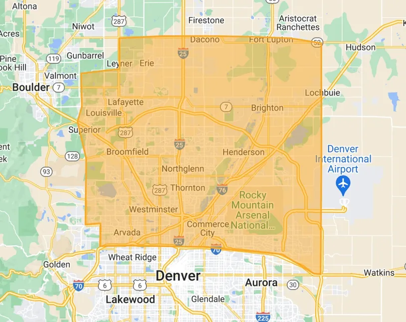 Service Area for FiXiFY in the Denver Metro Area